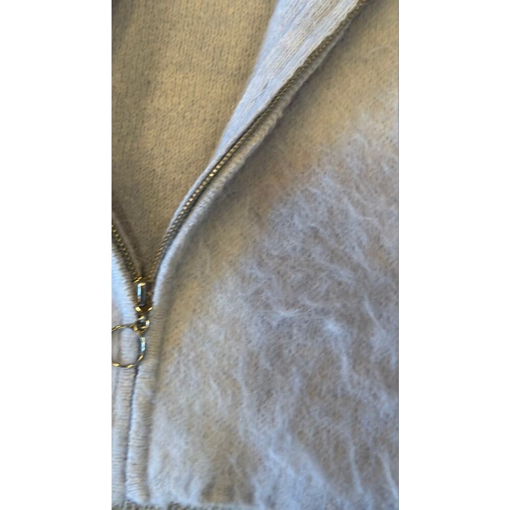 Wild Fable Light Blue Fuzzy Cropped Sweater Full Zip Closure Silver Pull XXS - Picture 7 of 13